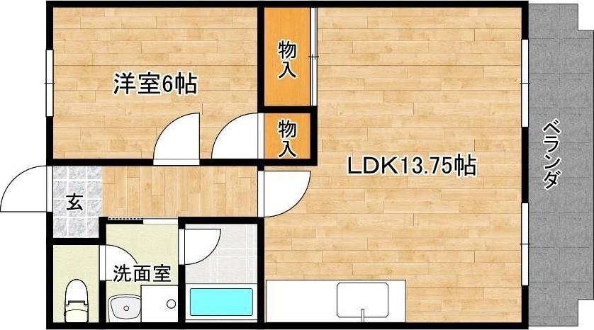 メゾンドフルーホ(1LDK/2階)の間取り写真