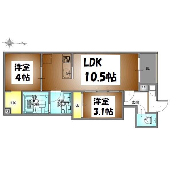 REGALEST桜山(2LDK/3階)の間取り写真