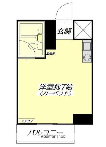 西横浜クリスコーポ(ワンルーム/2階)の間取り写真