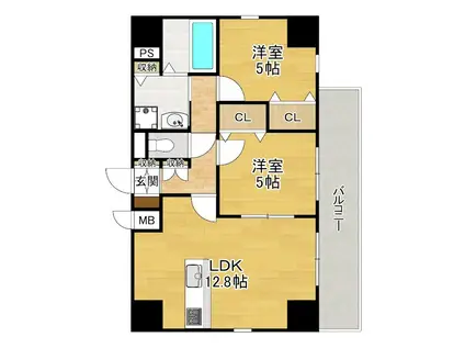 ボンヌ・サンテ枚方公園駅前(2LDK/3階)の間取り写真