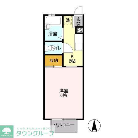 コーポ幸町(1K/2階)の間取り写真