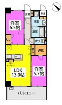 テトラッド(2LDK/5階)の間取り写真