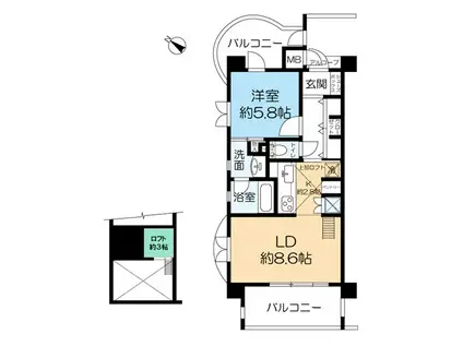 コナ・パラッツォ(1LDK/6階)の間取り写真