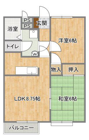 コスモ21(2LDK/1階)の間取り写真