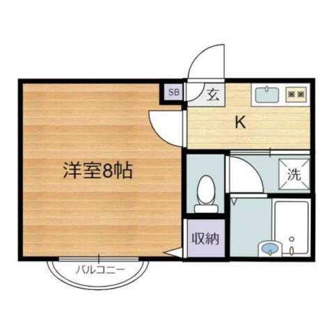 第6グリーンハイツ(1K/2階)の間取り写真