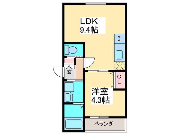 ディークラート松原フェリス(1LDK/2階)の間取り写真