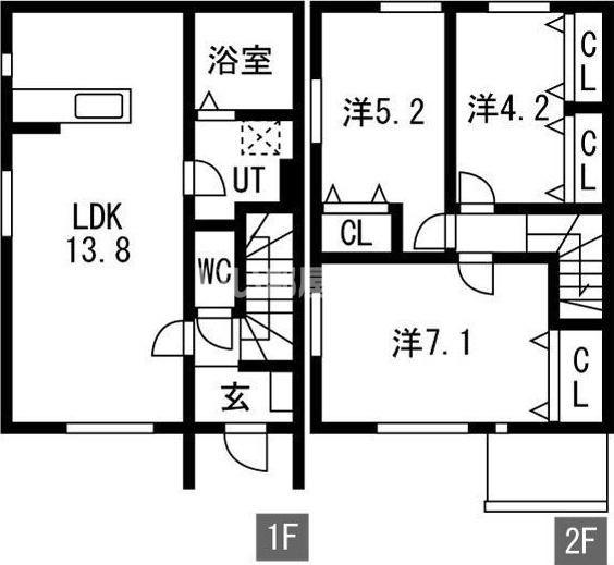 ヘリテイジ矢巾 A棟(3LDK/1階)の間取り写真