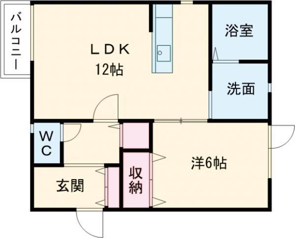 ECOA春日(1LDK/2階)の間取り写真