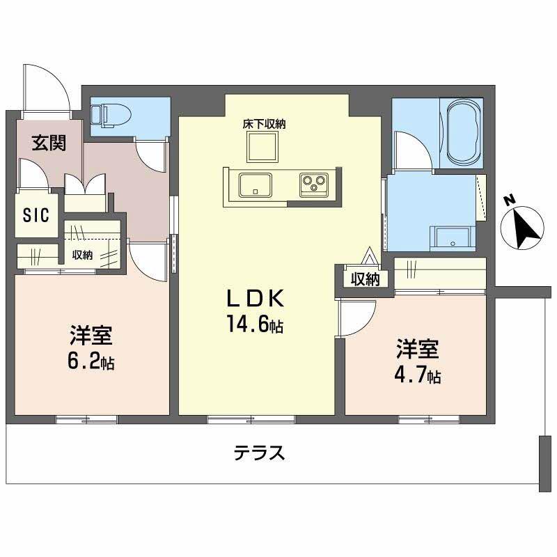 シャーメゾン ワイズベル(2LDK/1階)の間取り写真