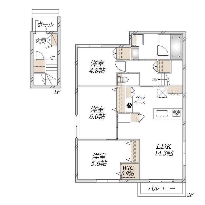 HEBEL MAISON DUO(3LDK/2階)の間取り写真