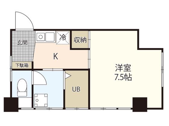 エオス竹屋町(1K/3階)の間取り写真