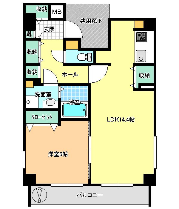 リコルド(1LDK/6階)の間取り写真