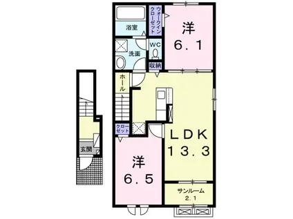 リブハピネス A(2LDK/2階)の間取り写真