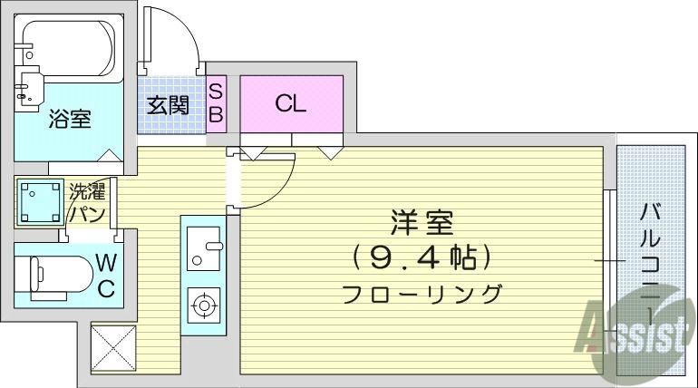 アルヴェール17(1K/2階)の間取り写真