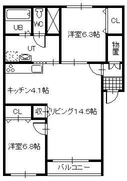 グランデ21・22(2LDK/1階)の間取り写真