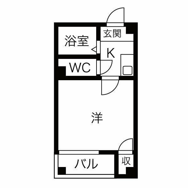 ハイコート堀江(1K/2階)の間取り写真