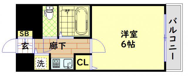 リーガル西長堀(ワンルーム/5階)の間取り写真