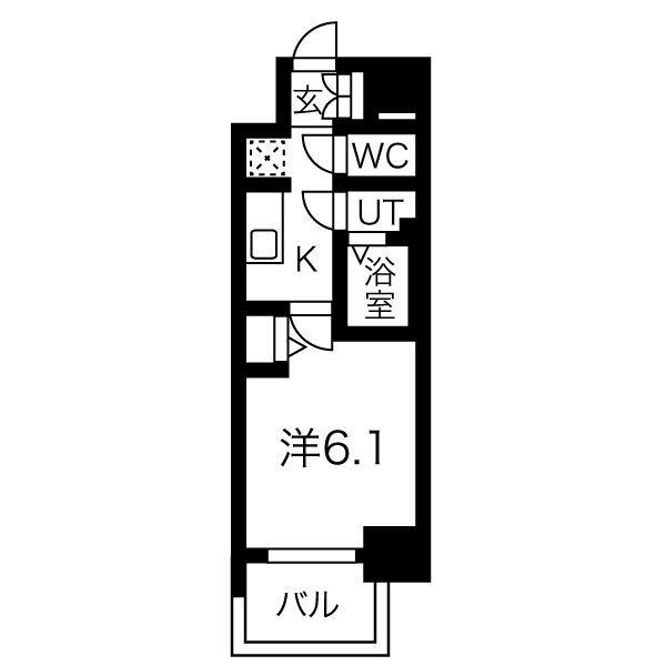 メイクス今池02(1K/12階)の間取り写真