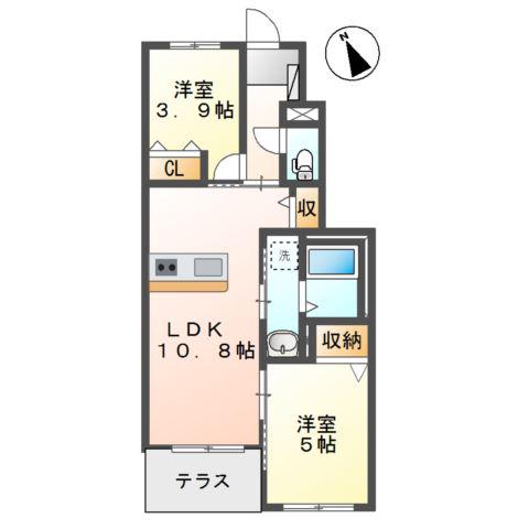 アルビア ULBEA(2LDK/1階)の間取り写真