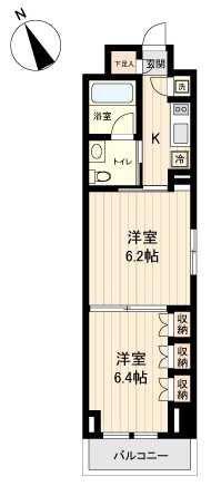 プラティーク清澄白河(2K/8階)の間取り写真