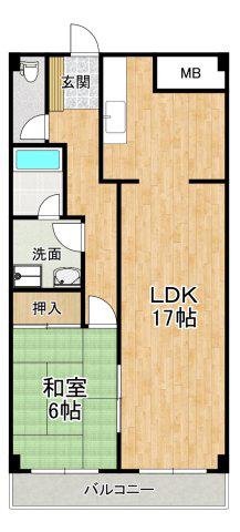 安田ビル(1LDK/4階)の間取り写真