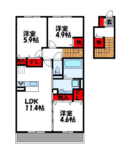 マロンリーヴ(3LDK/2階)の間取り写真
