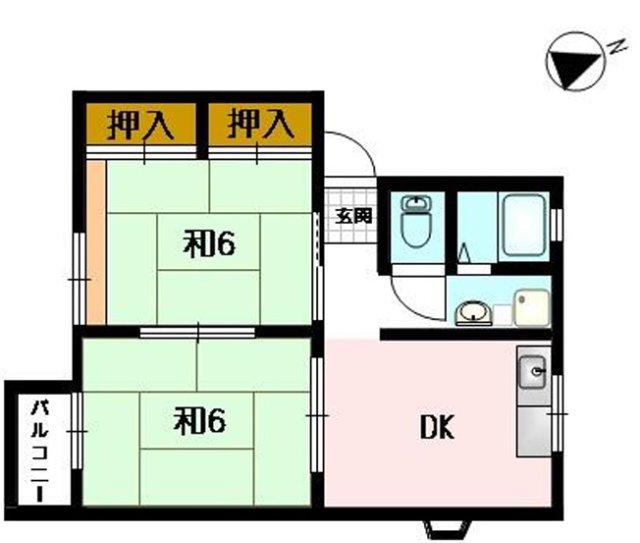 ラ フォーレ ヒロ(2DK/1階)の間取り写真