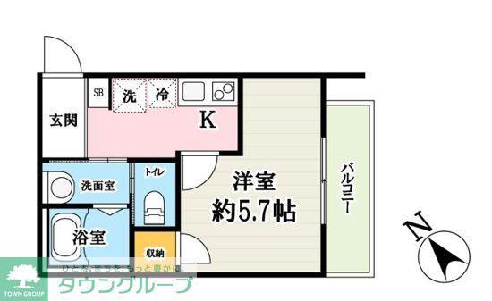 ラコリーナ狭山(1K/2階)の間取り写真