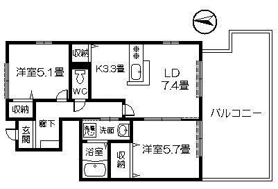 メゾンヴェールY(2LDK/1階)の間取り写真