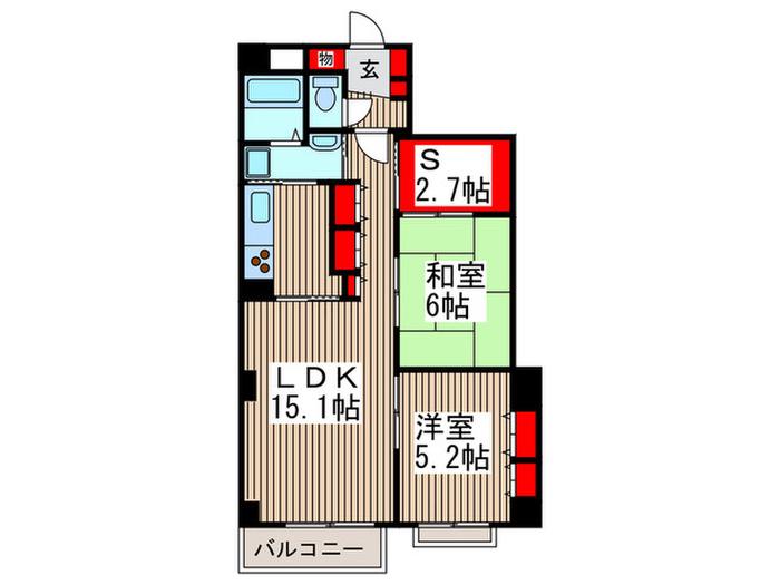 キャッスルマンション入間高倉(2SLDK/1階)の間取り写真