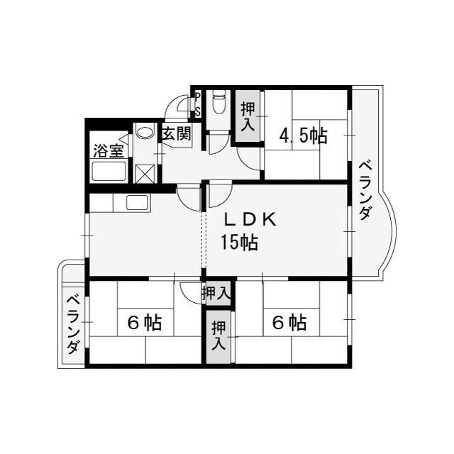 名谷19団地83号棟(3LDK/4階)の間取り写真