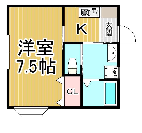 笠井ビル(1K/2階)の間取り写真