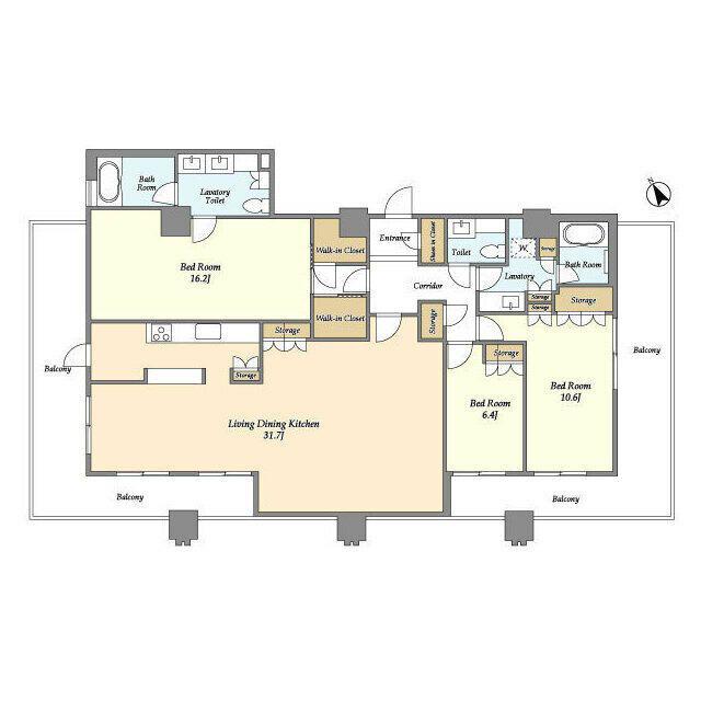 LASANTE池田山(3LDK/19階)の間取り写真