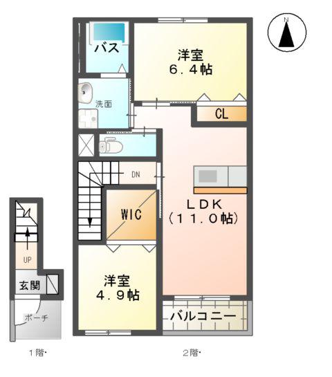 サニーパレス(2LDK/2階)の間取り写真