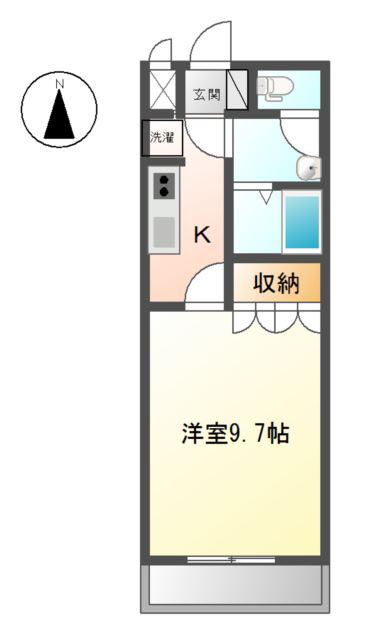 シャトー友喜II(1K/1階)の間取り写真