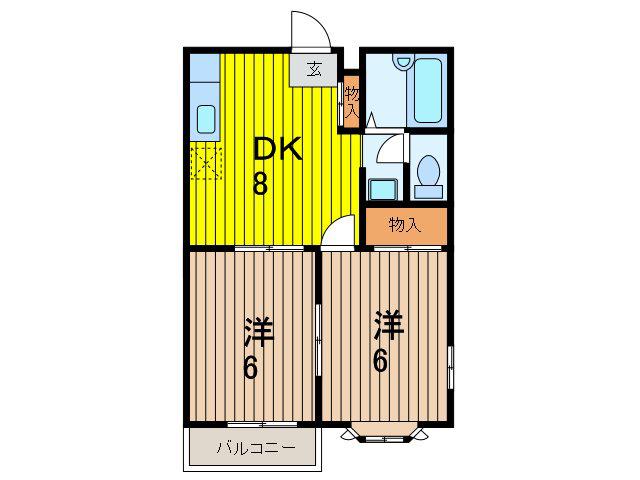 フジハイツ(2DK/2階)の間取り写真
