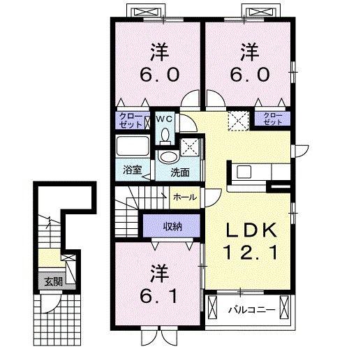 ヒルトップイイダIV(3LDK/2階)の間取り写真