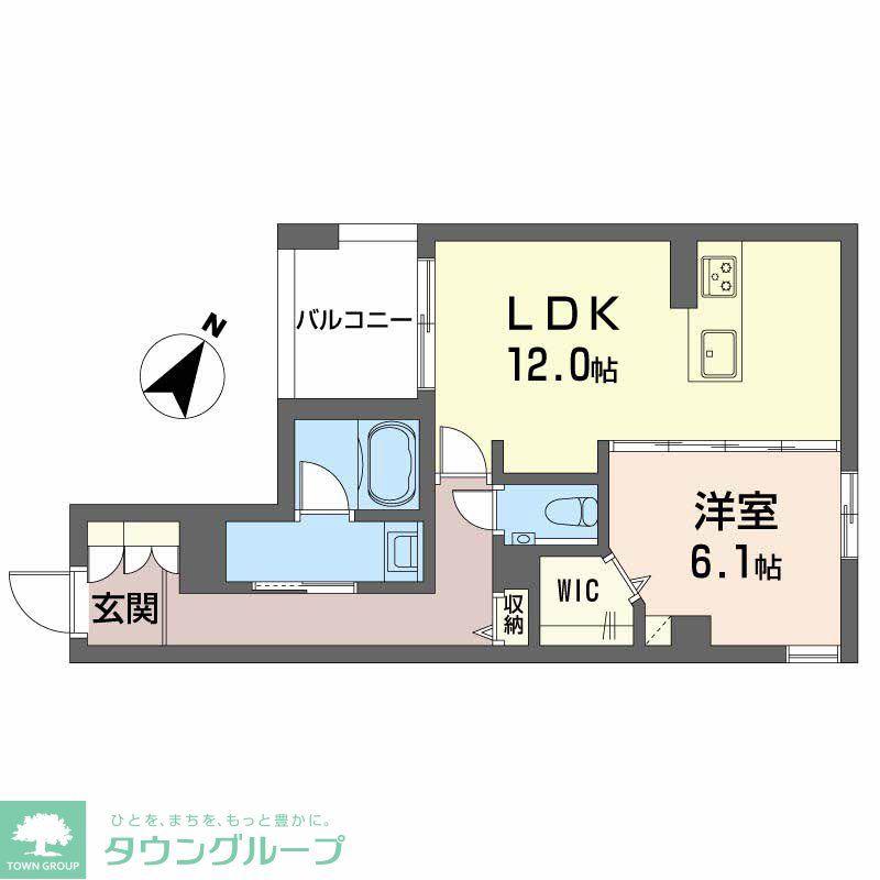 アンビエラ宝が丘(1LDK/1階)の間取り写真