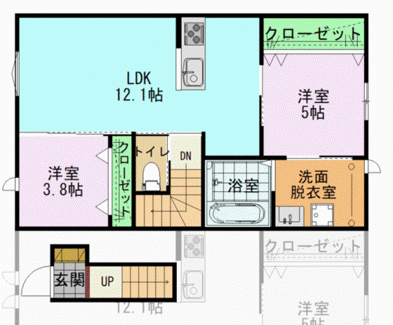 リヴァージュ高浜(2LDK/2階)の間取り写真
