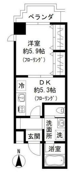 ソレール猿江(1DK/4階)の間取り写真