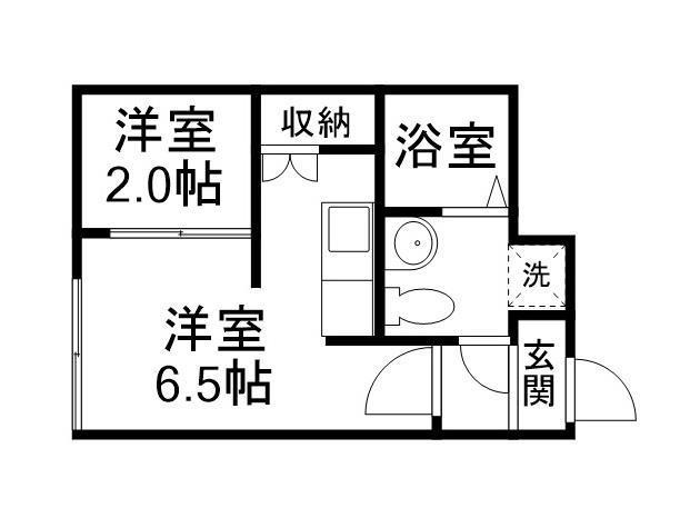 アスコット八幡(1DK/2階)の間取り写真