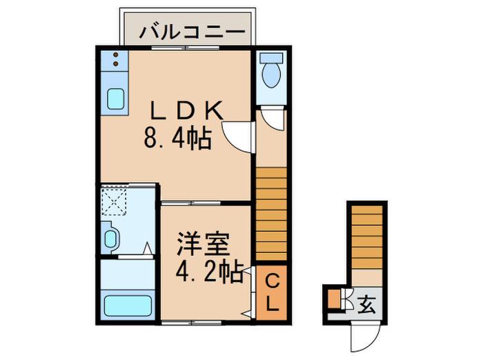 フォンターナ2(1LDK/2階)の間取り写真
