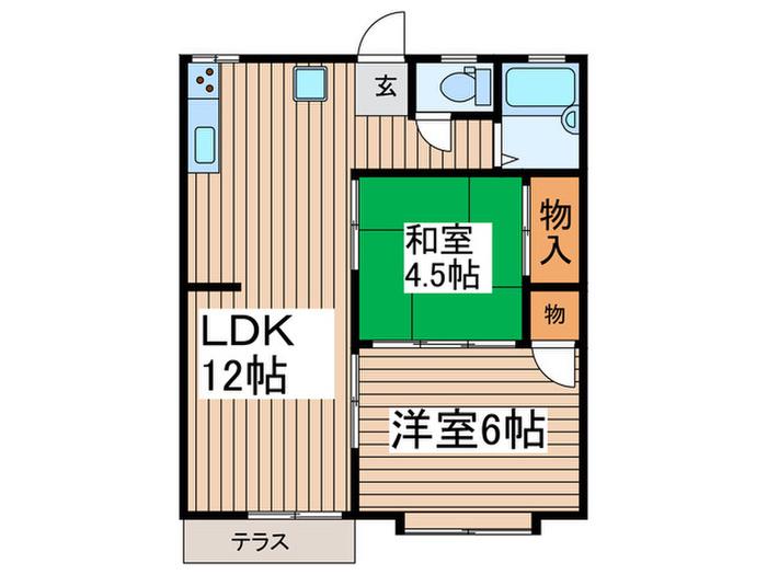 リヴイン八坂台(2LDK/1階)の間取り写真