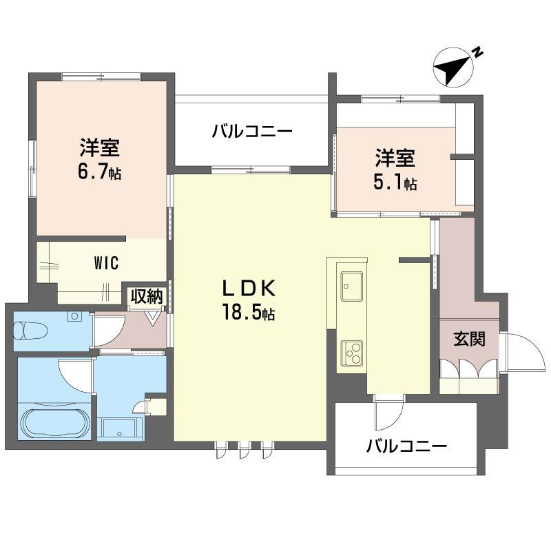 FDI CASA片瀬江の島 I(2LDK/2階)の間取り写真