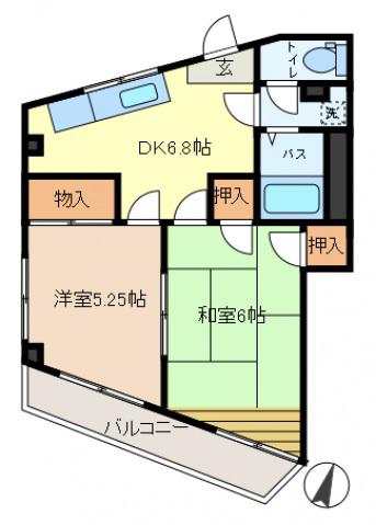 スワン21(2DK/2階)の間取り写真