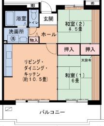 URルミエール千鳥 7号棟(2LDK/1階)の間取り写真