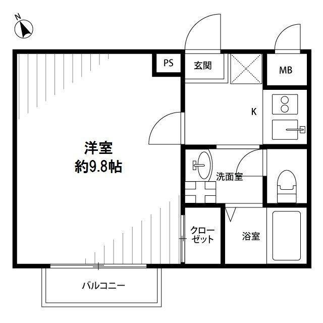 アムール コーワ(1K/2階)の間取り写真