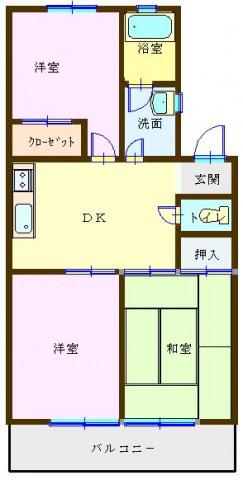 メゾンコンフォールIII(3DK/1階)の間取り写真