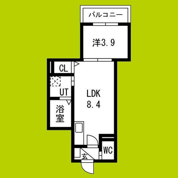 F ASECIA FLEUVE(1LDK/3階)の間取り写真