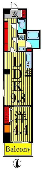 アール・デコ錦糸町(1LDK/7階)の間取り写真